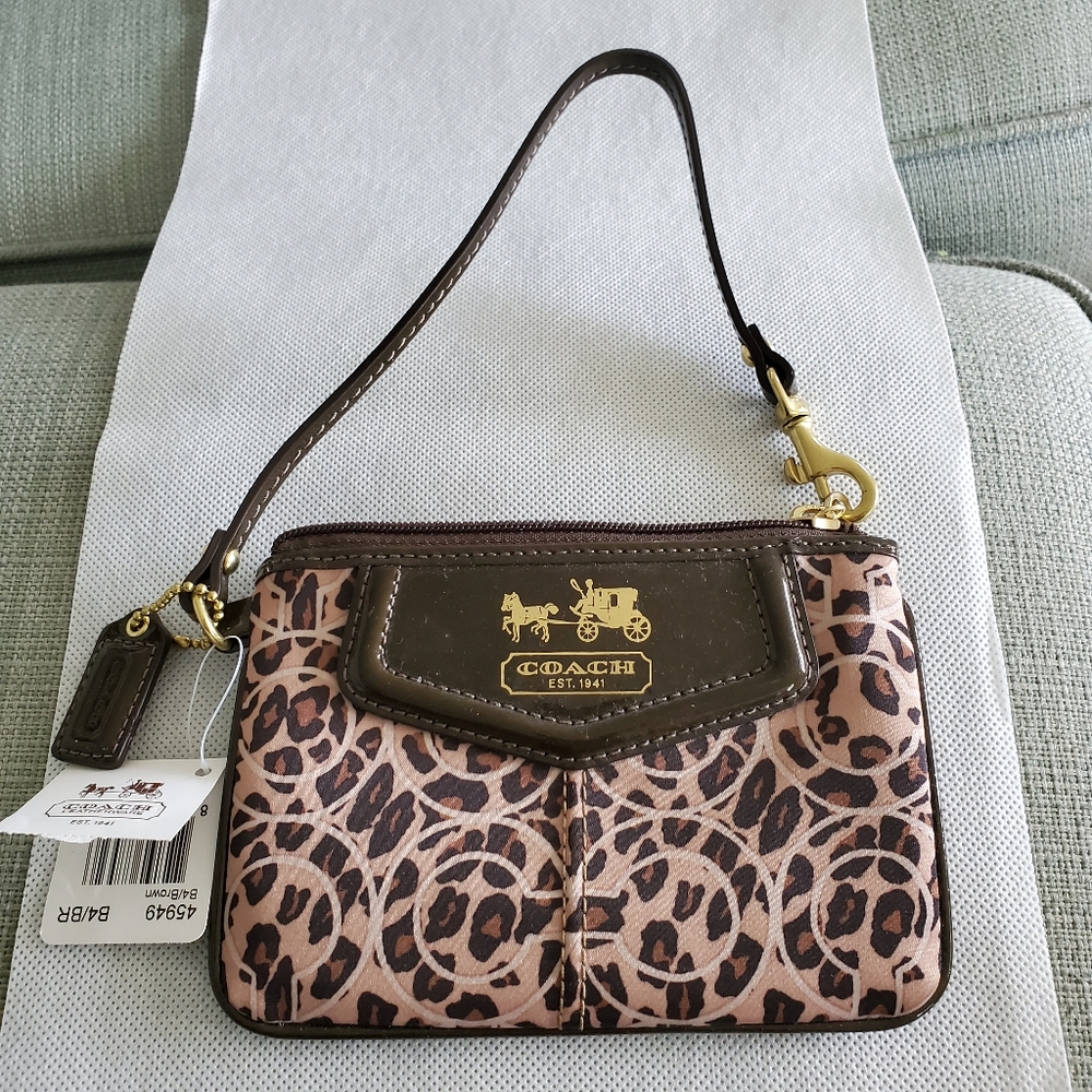 Coach Multicolor Madison Op Art Ocelot Wristlet